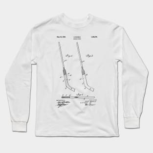 PATENT DRAWING / 1916 - Hockey Stick - black Long Sleeve T-Shirt